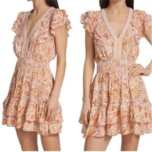 Poupette St Barth‎ Camila Short Sleeve Mini Dress Multicolor Womens Size XS